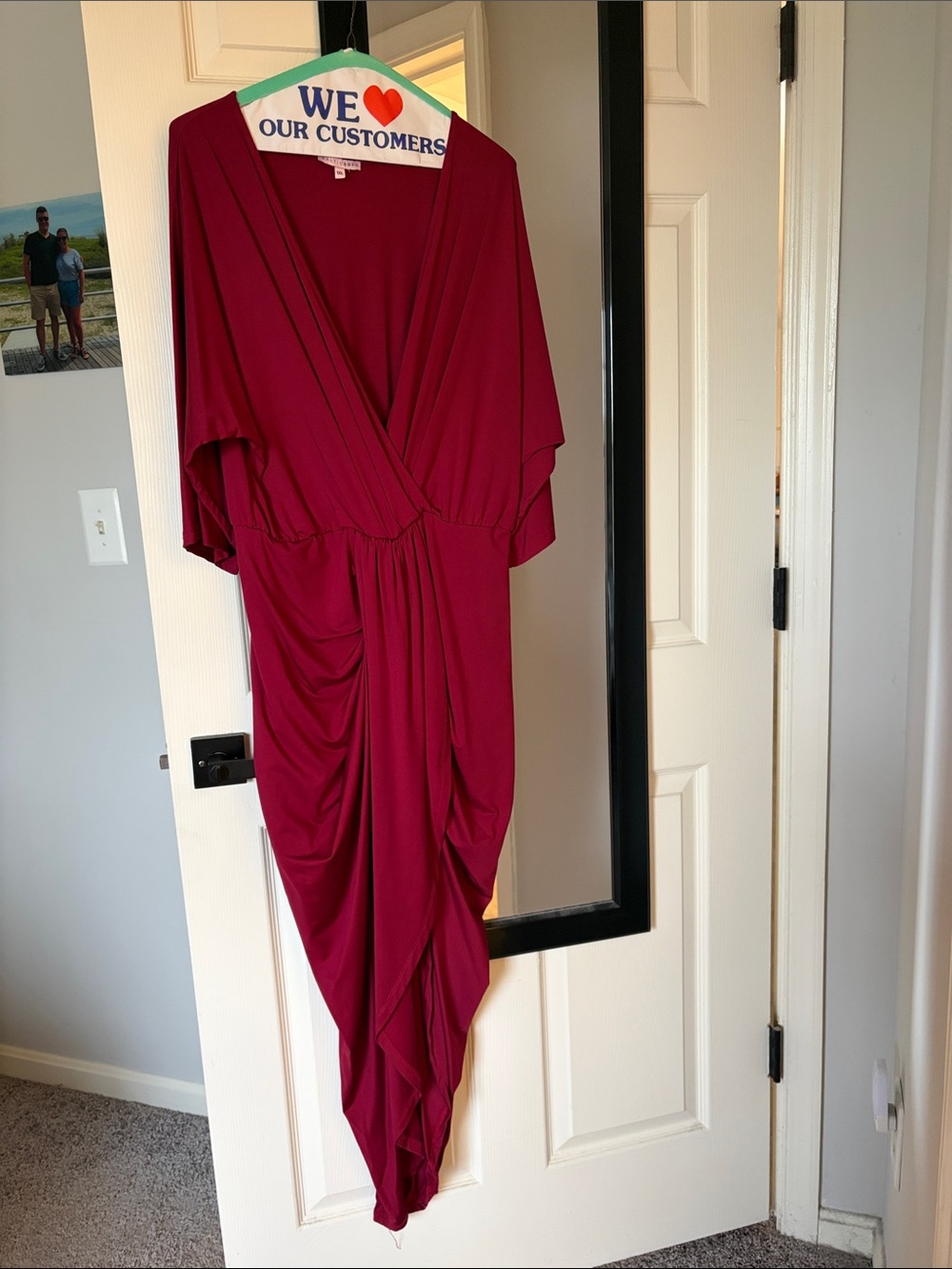 Baltic Born Wine Asymmetrical Drape Wrap Dress
